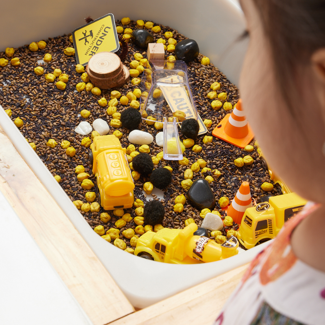 Construction Sensory Play: Build, Scoop &amp; Imagine with Trucks