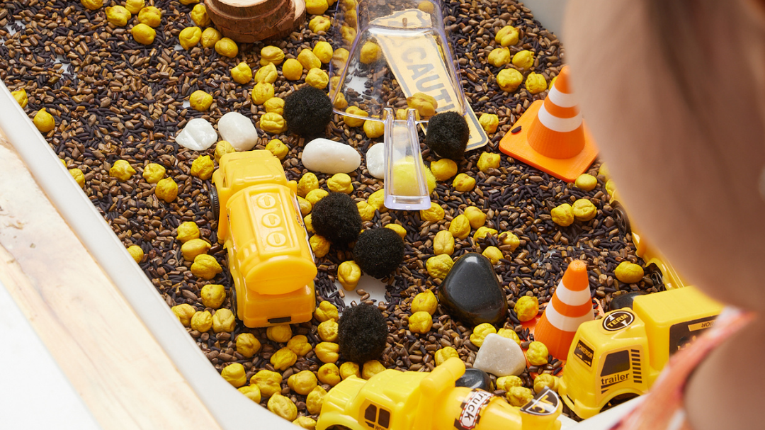Construction Sensory Play: Build, Scoop &amp; Imagine with Trucks