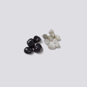 Pack of black pebbles and white stones (200 gms) 
