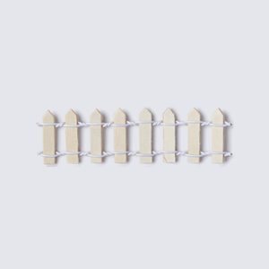 A miniature wooden picket fence
