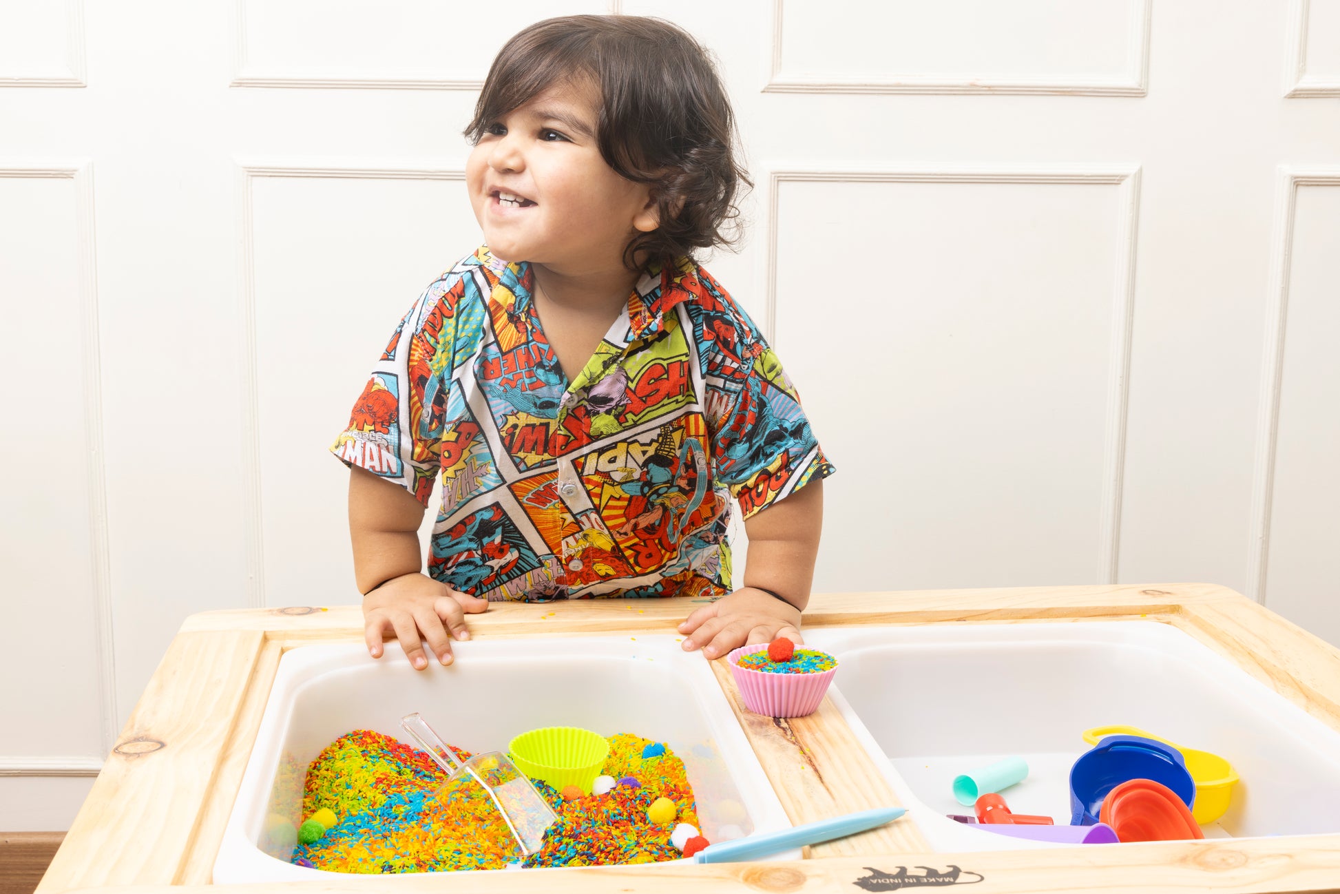 A Kid Playing with Sensory Rainbow Rice | TCL | Toys for Toddlers and Kids | For Kids 1 to 5 years | Sensory Bin